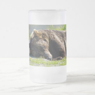 Taza De Cristal Esmerilado Sleeping Alaska Grizzly Bear