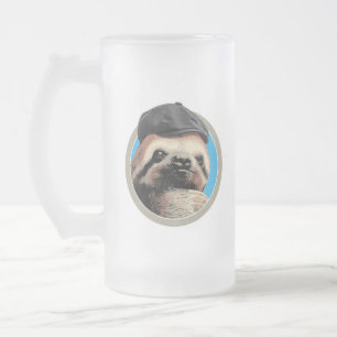 Taza De Cristal Esmerilado Sloth (en Baker Boy gorra)