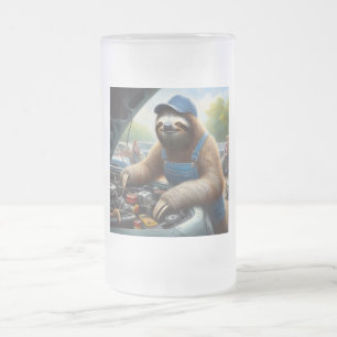 Taza De Cristal Esmerilado Sloth Mechanic