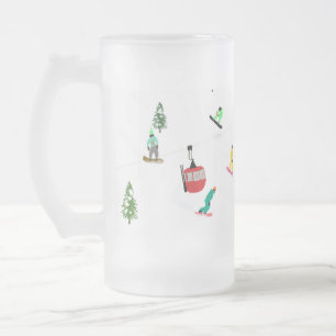 Taza De Cristal Esmerilado Snowboarder de invierno moderno snowboard
