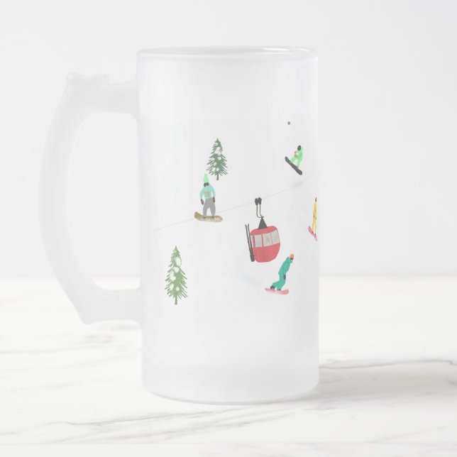 Taza De Cristal Esmerilado Snowboarder de invierno moderno snowboard (Izquierda)