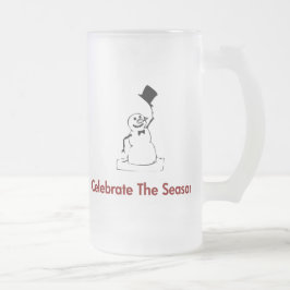 Taza De Cristal Esmerilado Snowman celebra la temporada