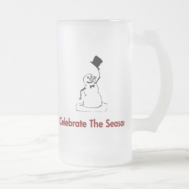 Taza De Cristal Esmerilado Snowman celebra la temporada (Derecha)
