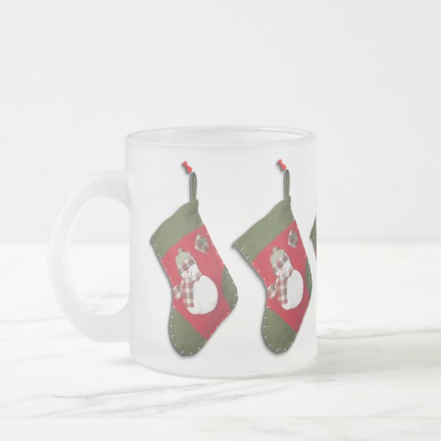 Taza De Cristal Esmerilado Snowman colocó Navidades de miedo en posición de p (Izquierda)