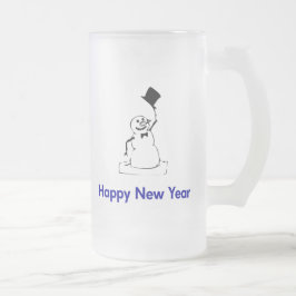 Taza De Cristal Esmerilado Snowman Feliz Año Nuevo