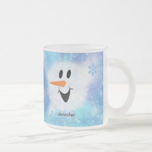 Taza De Cristal Esmerilado Snowman personalizado