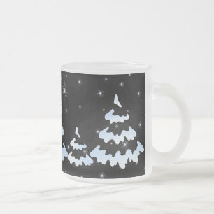 Taza De Cristal Esmerilado Snowtrees de Navidad