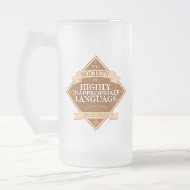 Taza De Cristal Esmerilado Sociedad de Lenguaje Altamente Inapropiado (Izquierda)