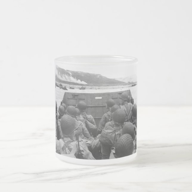 Taza De Cristal Esmerilado Soldados del día D en un barco de Higgins (Centro)
