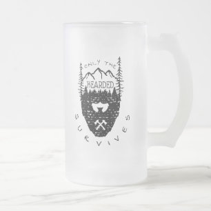 Taza De Cristal Esmerilado Solo El Barbudo Sobrevive