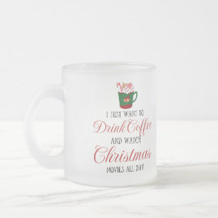 Taza De Cristal Esmerilado Sólo quiero beber café y ver Navidad