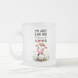 Taza De Cristal Esmerilado Solo soy un Chica que ama las vacas 296 ml y 473 m