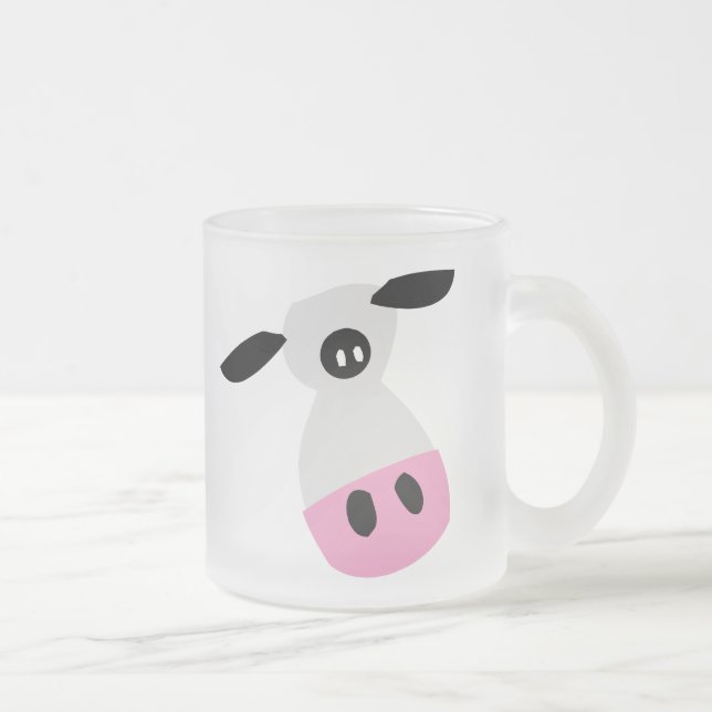 Taza De Cristal Esmerilado Sólo una vaca (Derecha)
