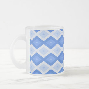 Taza De Cristal Esmerilado Sombras de patrón de diamante azul