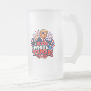 Taza De Cristal Esmerilado Sombreados de bandera roja blanca y enorme a dos c