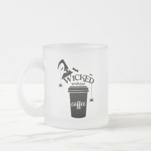 Taza De Cristal Esmerilado Sombrero de bruja negra divertido y lindo sin café