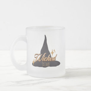 Taza De Cristal Esmerilado Sombrero de Bruja Retro Nombre Malvado