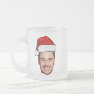 Taza De Cristal Esmerilado Sombrero de Santa Foto de Cara Personalizada Navid