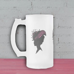 Taza De Cristal Esmerilado Sombrero Elegante Silueta Negra de Dama Victoriana