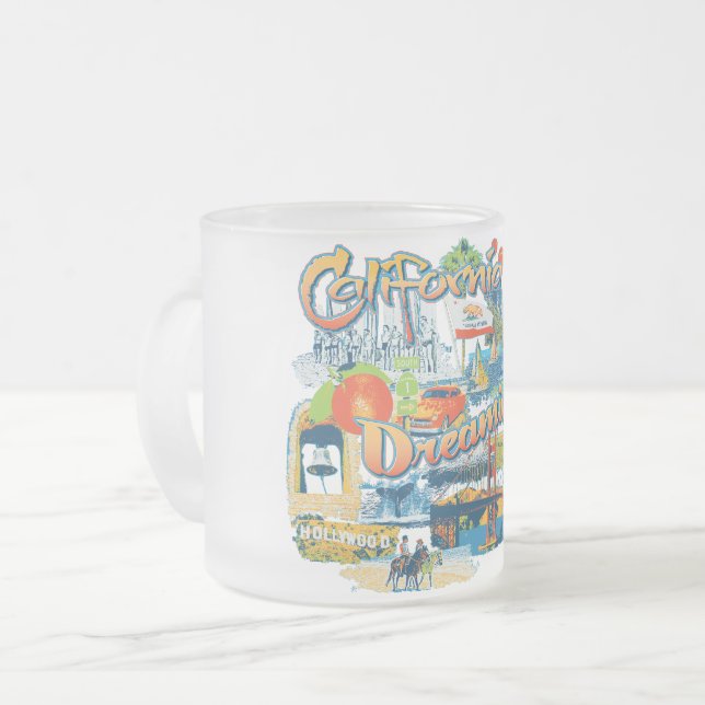 Taza De Cristal Esmerilado Soñando California (Anverso izquierdo)