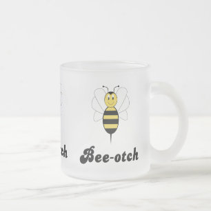 Taza De Cristal Esmerilado Sonriente Bumble Bee-otch Mug