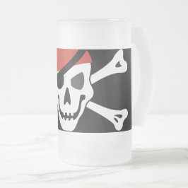 Taza De Cristal Esmerilado Sonriente cráneo pirata con banana roja