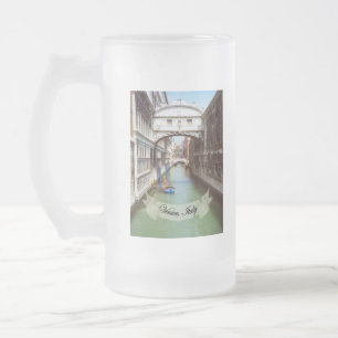 Taza De Cristal Esmerilado Souvenir del Puente de Sighs de Venecia Italia
