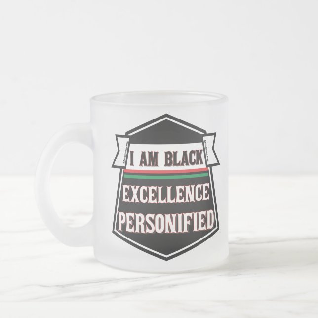Taza De Cristal Esmerilado Soy Excelencia Negra (Izquierda)