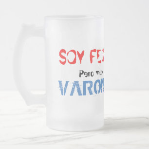 Taza De Cristal Esmerilado Soy feo pero muy varonil, mugg