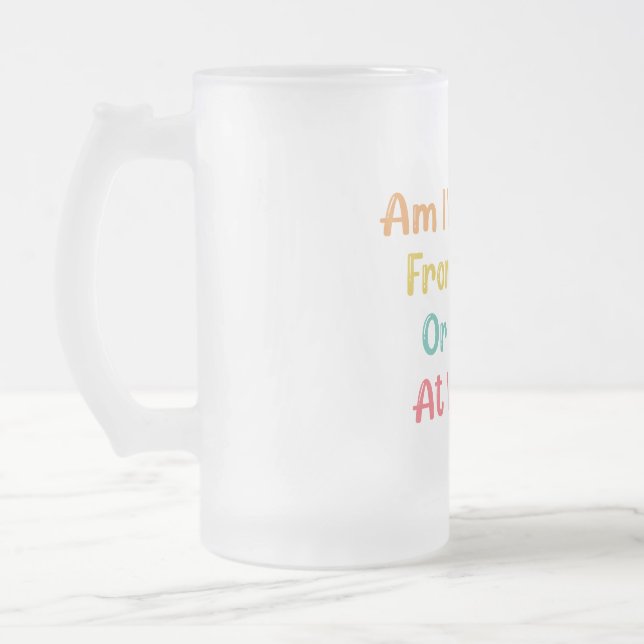 TAZA DE CRISTAL ESMERILADO SOY TRABAJANDO DESDE CASA O VIVIENDO EN EL TRABAJO (Izquierda)