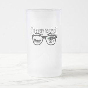 Taza De Cristal Esmerilado Soy un Chica muy nervioso con sombra de ojos verde