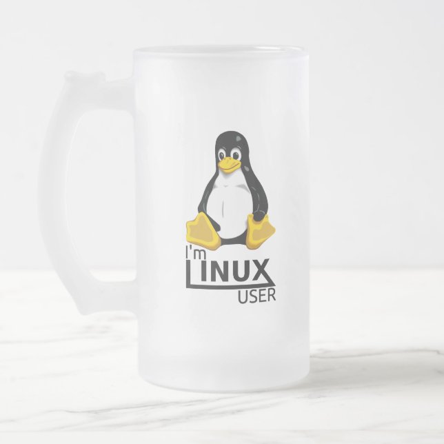 Taza De Cristal Esmerilado Soy usuario de Linux (Izquierda)
