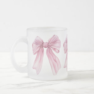 Taza De Cristal Esmerilado Sparkle Pink Coquette Bow 1