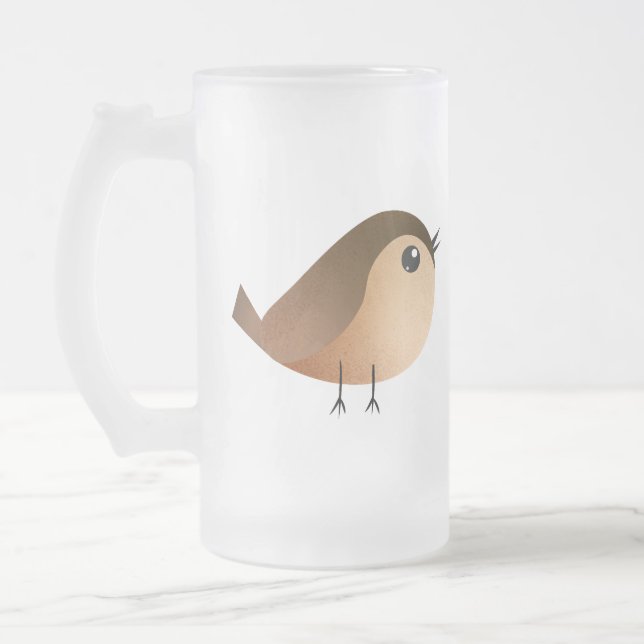 Taza De Cristal Esmerilado Sparrow Bird Cartoon  (Izquierda)