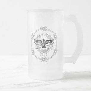 Taza De Cristal Esmerilado SPQR la taza del vidrio esmerilado del emblema del