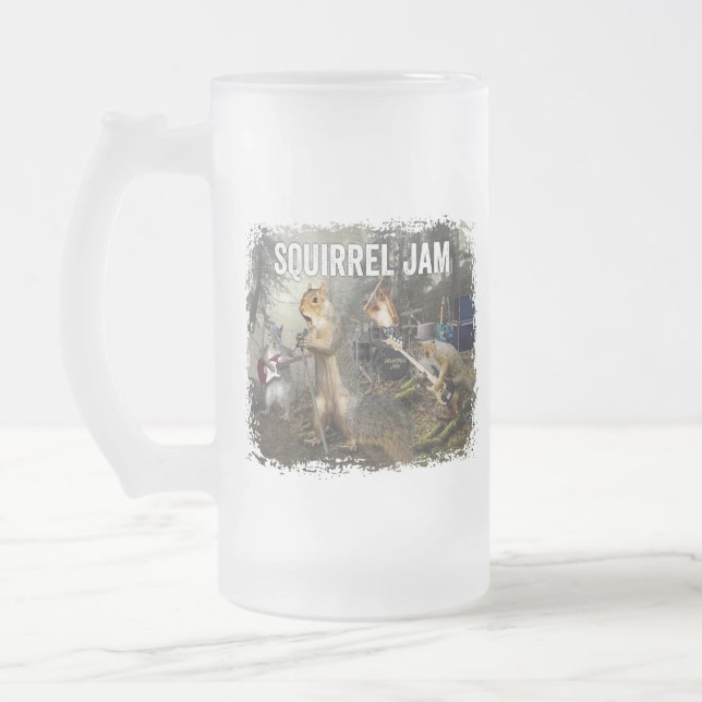 Taza De Cristal Esmerilado Squirrel Jam - banda de rock divertida (Izquierda)