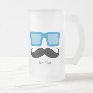 Taza De Cristal Esmerilado Sr. Guay Chill Frosted Mustache Mug