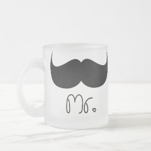Taza De Cristal Esmerilado Sr. Mustache Mug