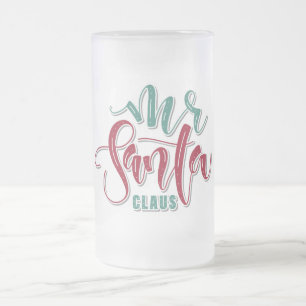 Taza De Cristal Esmerilado Sr. Santa Claus Frosted Glass Beer Mug