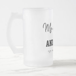 Taza De Cristal Esmerilado Sr & Sra agregar apellido fecha año favor de boda 