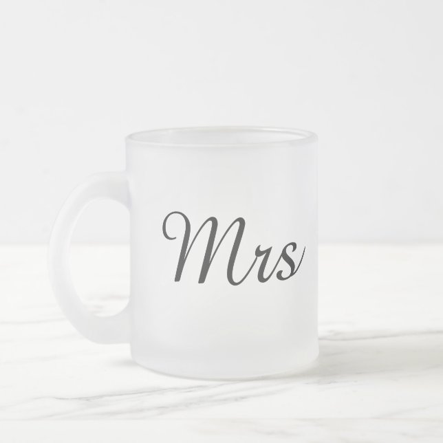 Taza De Cristal Esmerilado Sr. y Sra.| elegante pareja moderna (Izquierda)