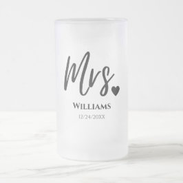 Taza De Cristal Esmerilado Sra. Modern Stein Bride Beer Mug: Regalo Boda