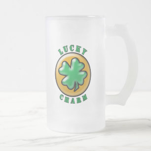 Taza De Cristal Esmerilado St. afortunado Paddys del trébol de la hoja del