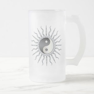 Taza De Cristal Esmerilado Starburst negro Yin Yang