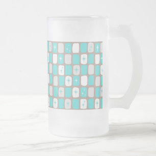 Taza De Cristal Esmerilado Starburst turquesa retro paro de vidrio escarchado