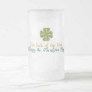 Taza De Cristal Esmerilado Stein de la suerte irlandesa