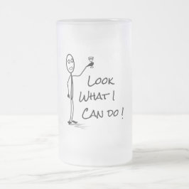 Taza De Cristal Esmerilado Stickman bebiendo cerveza divertido