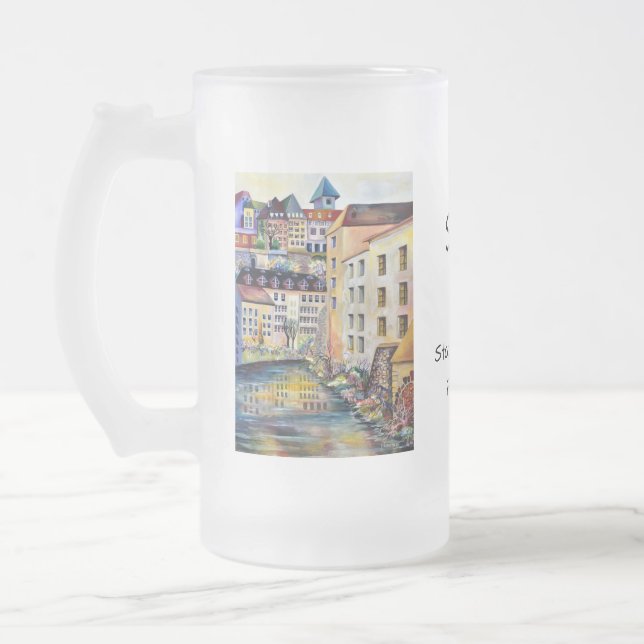 Taza De Cristal Esmerilado Stockholm Gamla Stan med Ordspråk (Izquierda)