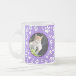 Taza De Cristal Esmerilado Su imagen en memoria de su gato imprime púrpura