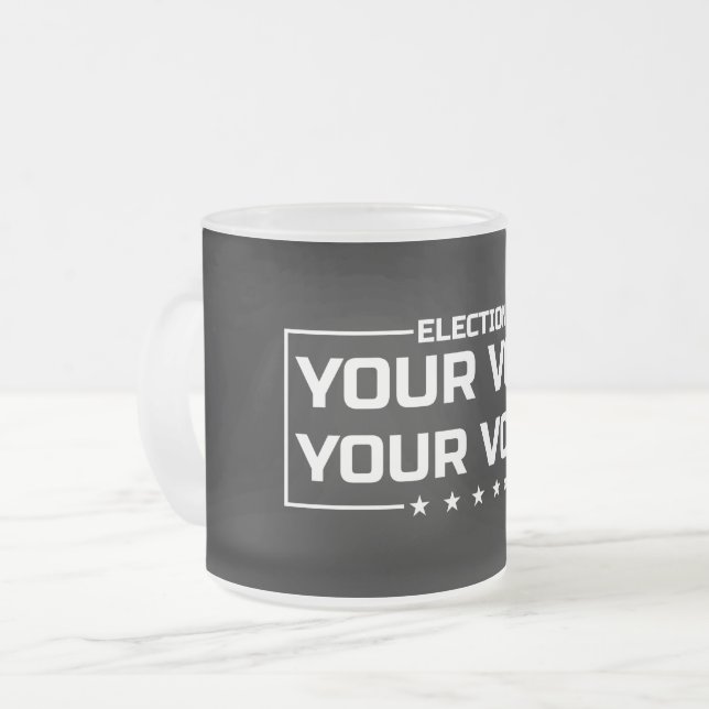 Taza De Cristal Esmerilado Su letra blanca Vota tu voz (Anverso izquierdo)